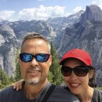 Me and my wife at Yosemite National Park, view of the Half dome at the back