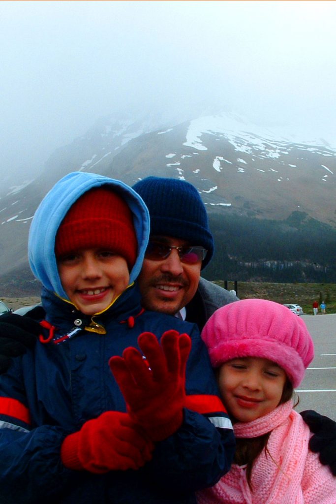 Me and my kids at Athabasca Glacier in Jasper
