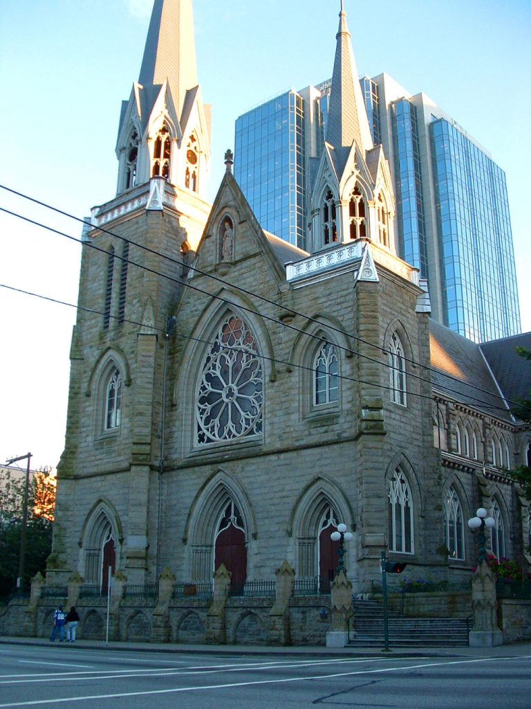 The towering Cathedral of the Holy Rosary in Vancouver, Canada