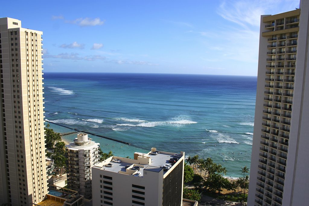 Waikiki, Honolulu. View from Aqua Pacific Monarch Hotel