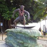 Statue of surfer at Waikiki beach, Honolulu.