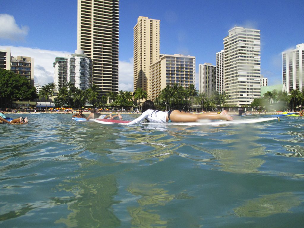 Surfing at Waikiki Beach, Oahu