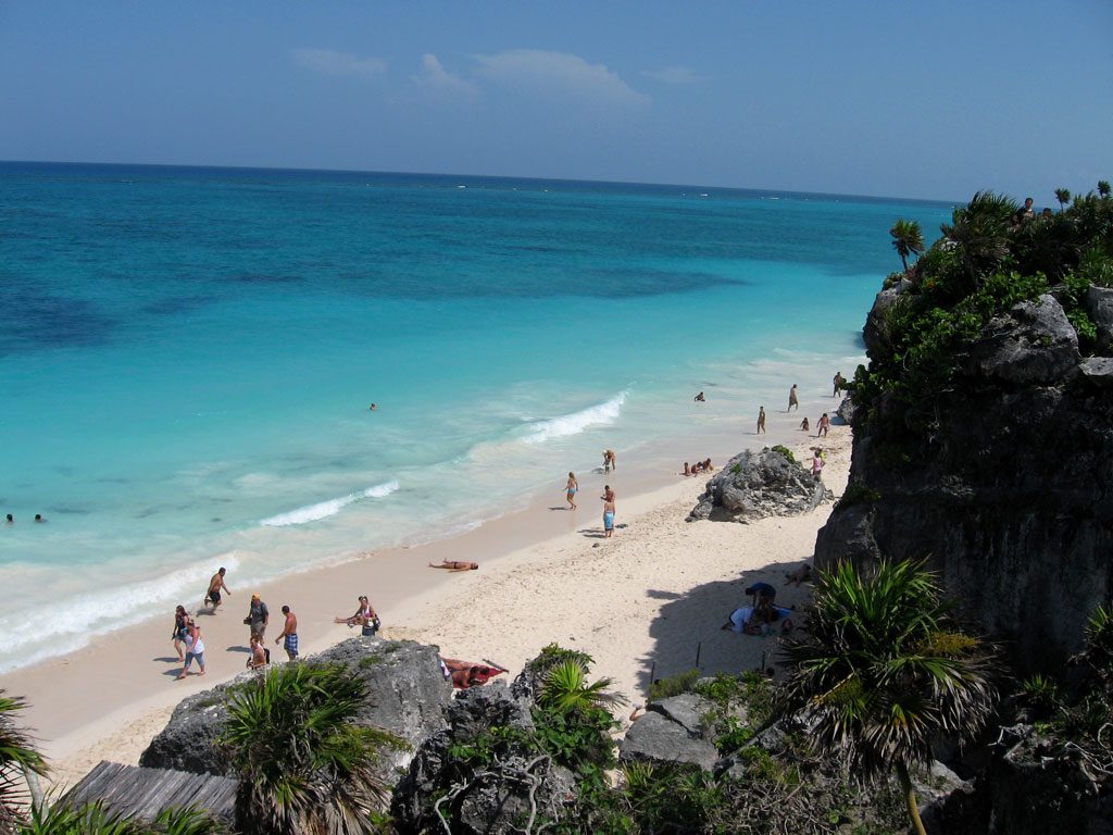 The beach at Tulum Ruins