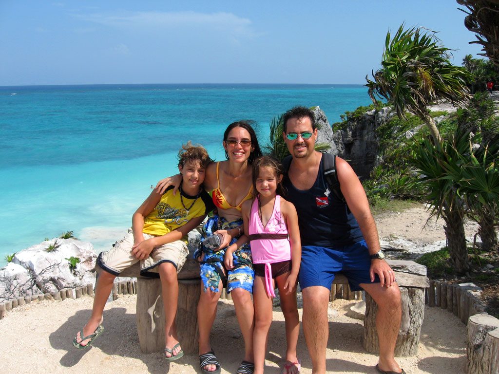 The family at Tulum Ruins