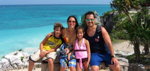 The family at Tulum Ruins